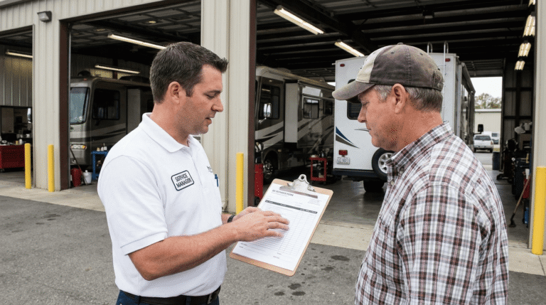 man getting rv repair estimate